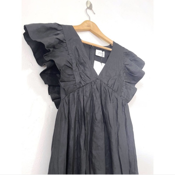 DISSH NWT Bonnie Linen Midi Frill dress in black size 4 - Picture 6 of 10